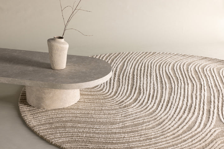 Melle Rund Matta Beige