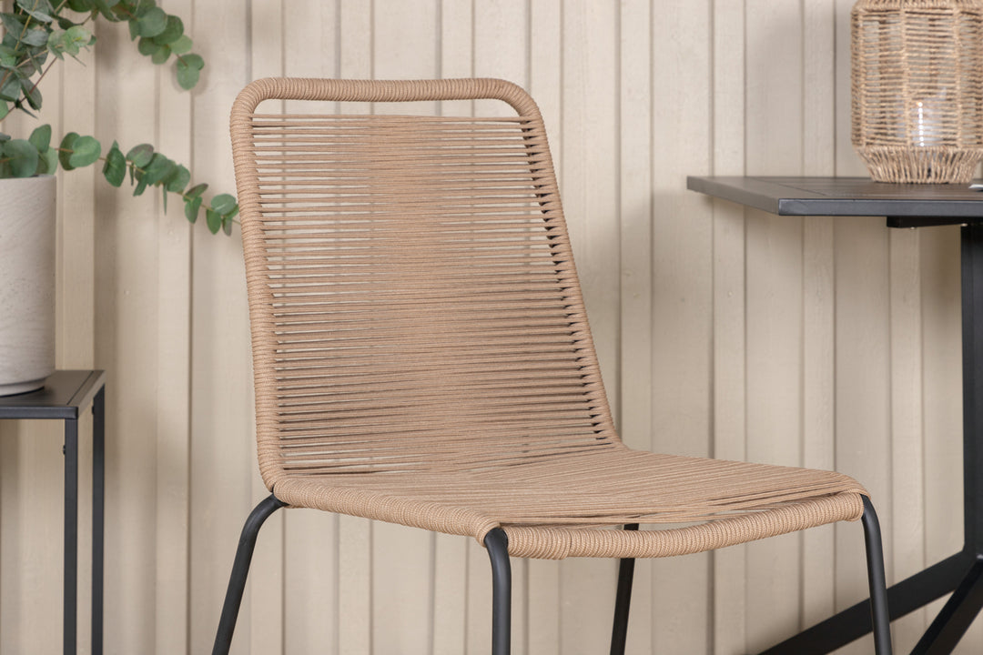 Way & Lindos Cafebord Svart + Matstolar 2 Brun