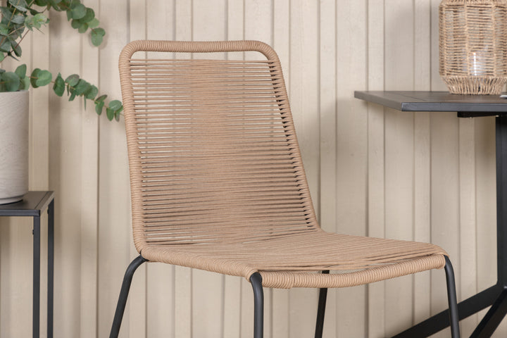 Way & Lindos Cafebord Svart + Matstolar 2 Brun