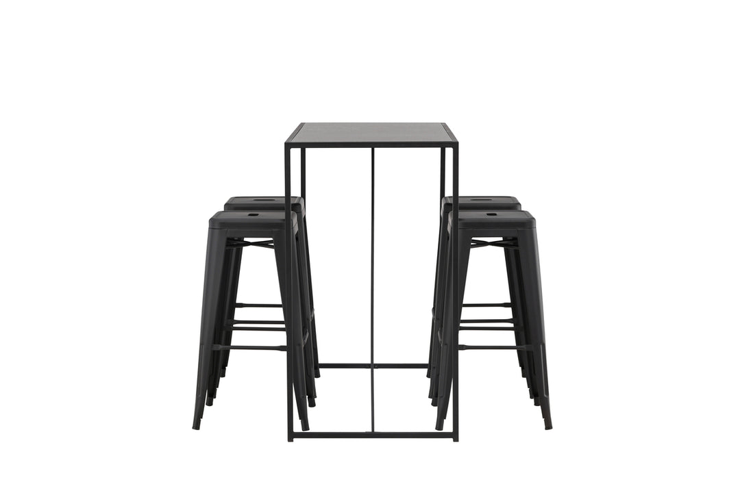 Brea & Tempe Barbord + Barstolar Svart