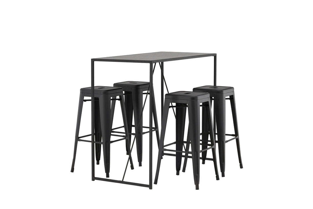 Brea & Tempe Barbord + Barstolar Svart