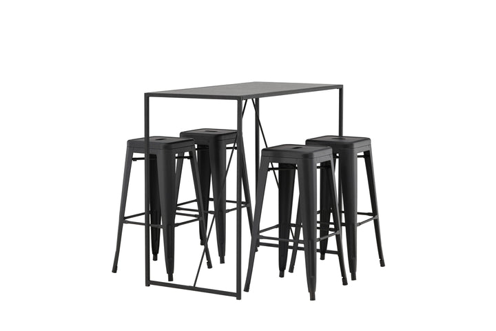 Brea & Tempe Barbord + Barstolar Svart