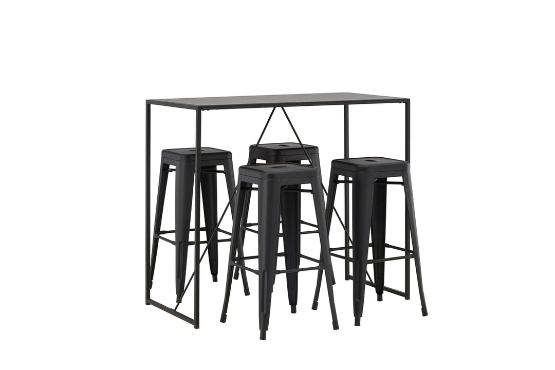 Brea & Tempe Barbord + Barstolar Svart