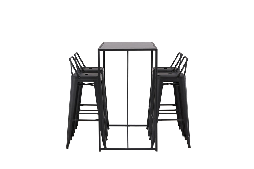 Brea & Tempe Barbord + Barstolar Svart