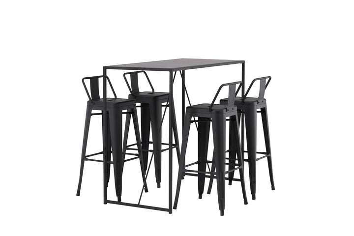 Brea & Tempe Barbord + Barstolar Svart