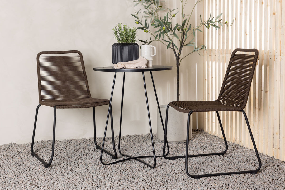 Lindos & Bacong Matstolar Brown/ Black + Cafebord Svart