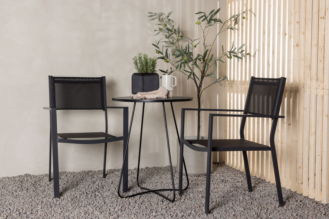 Copacabana & Bacong Matstolar Svart + Cafebord Svart