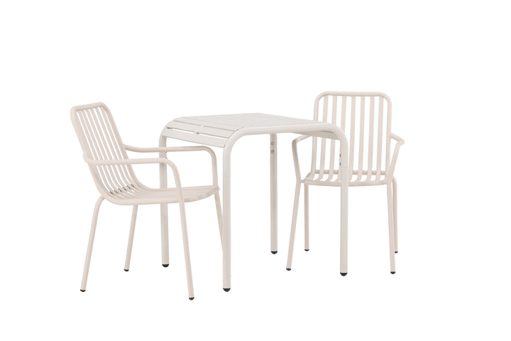 Borneo & Peking Cafebord Beige + Matstolar Beige