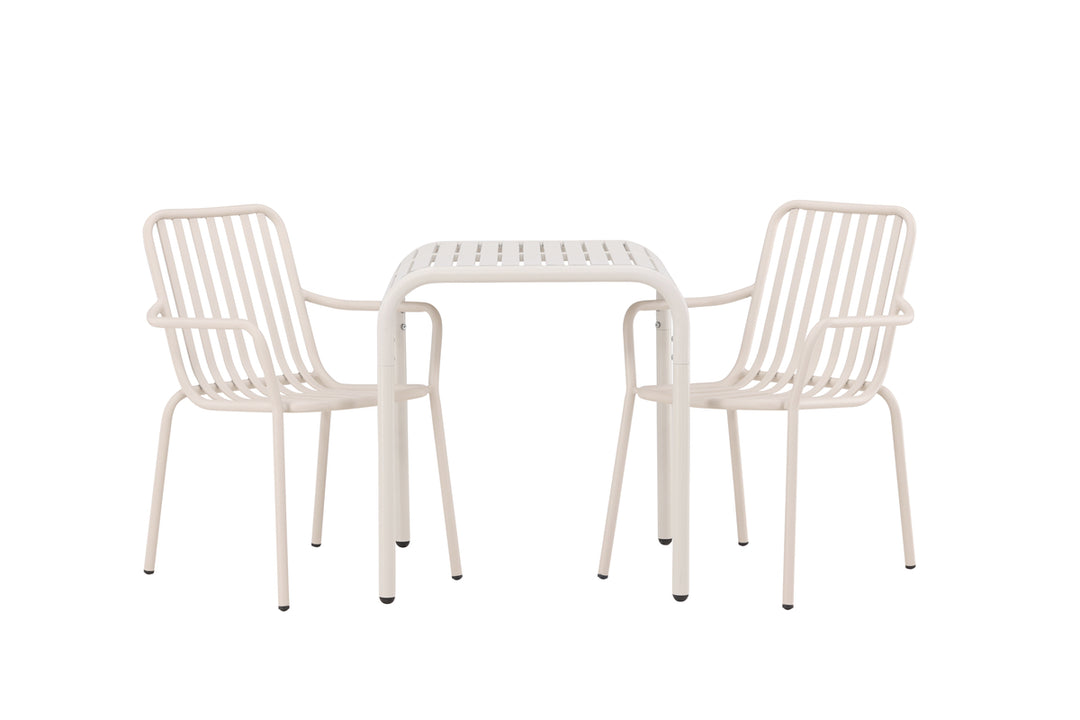 Borneo & Peking Cafebord Beige + Matstolar Beige