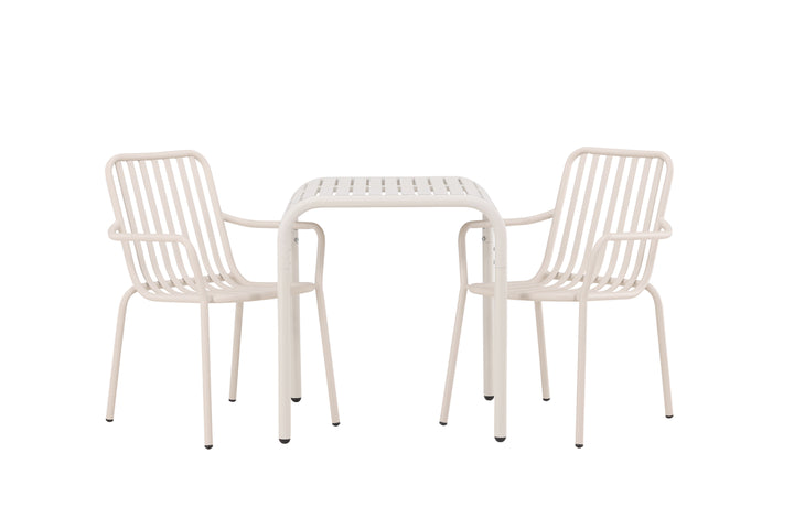 Borneo & Peking Cafebord Beige + Matstolar Beige