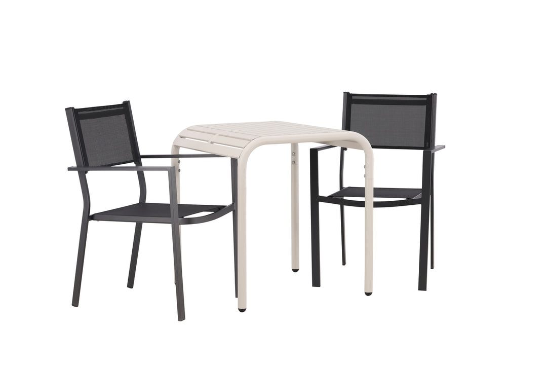 Copacabana & Borneo Matstolar Svart + Cafebord Beige