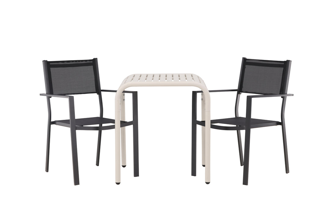 Copacabana & Borneo Matstolar Svart + Cafebord Beige