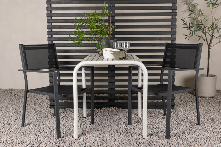 Copacabana & Borneo Matstolar Svart + Cafebord Beige