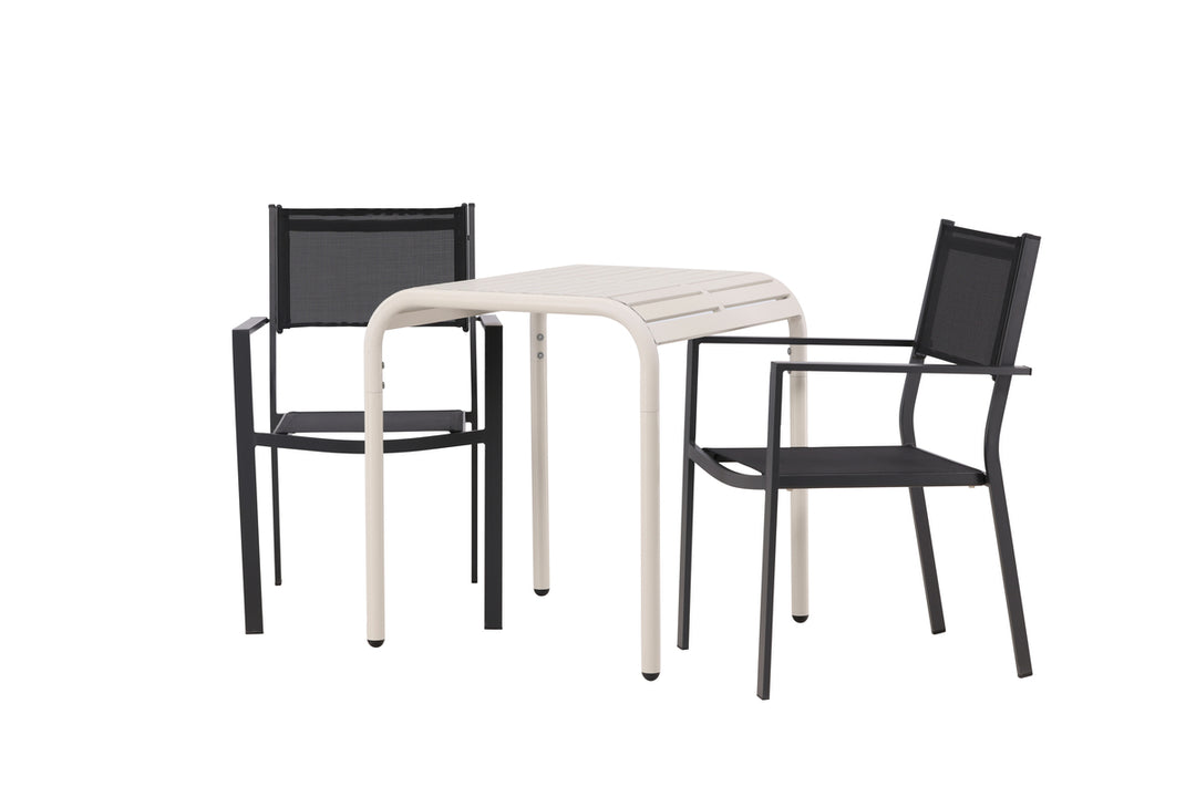 Copacabana & Borneo Matstolar Svart + Cafebord Beige