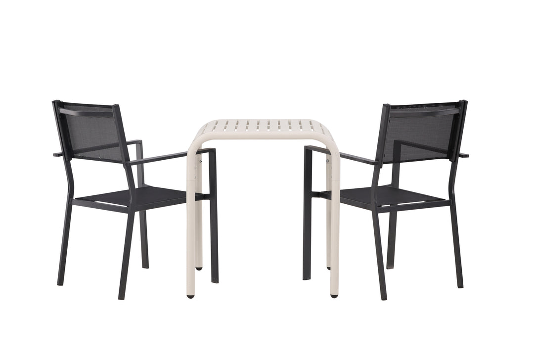 Copacabana & Borneo Matstolar Svart + Cafebord Beige