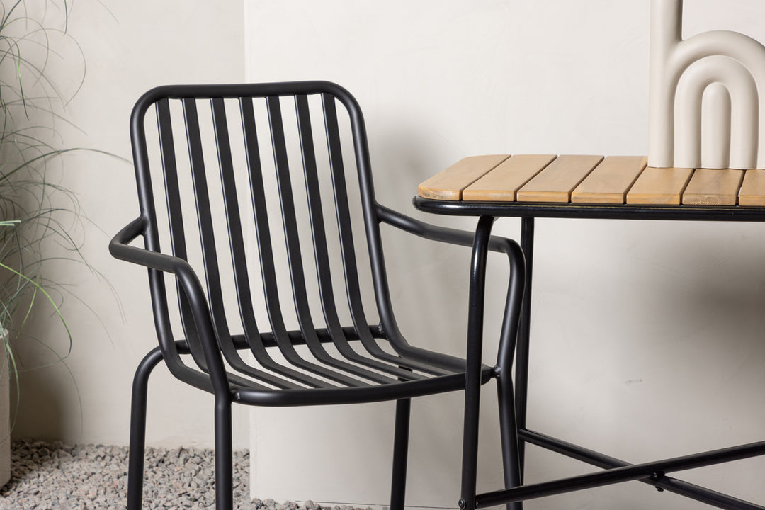 Holmbeck & Peking Cafebord Natur + Matstolar Svart