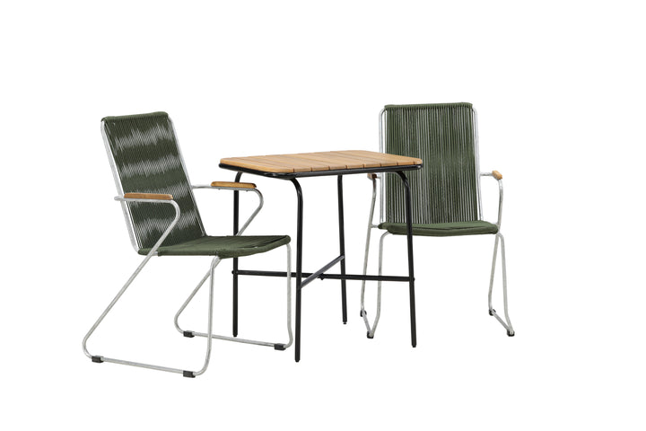 Holmbeck & Bois Cafebord Natur + Matstolar Grön