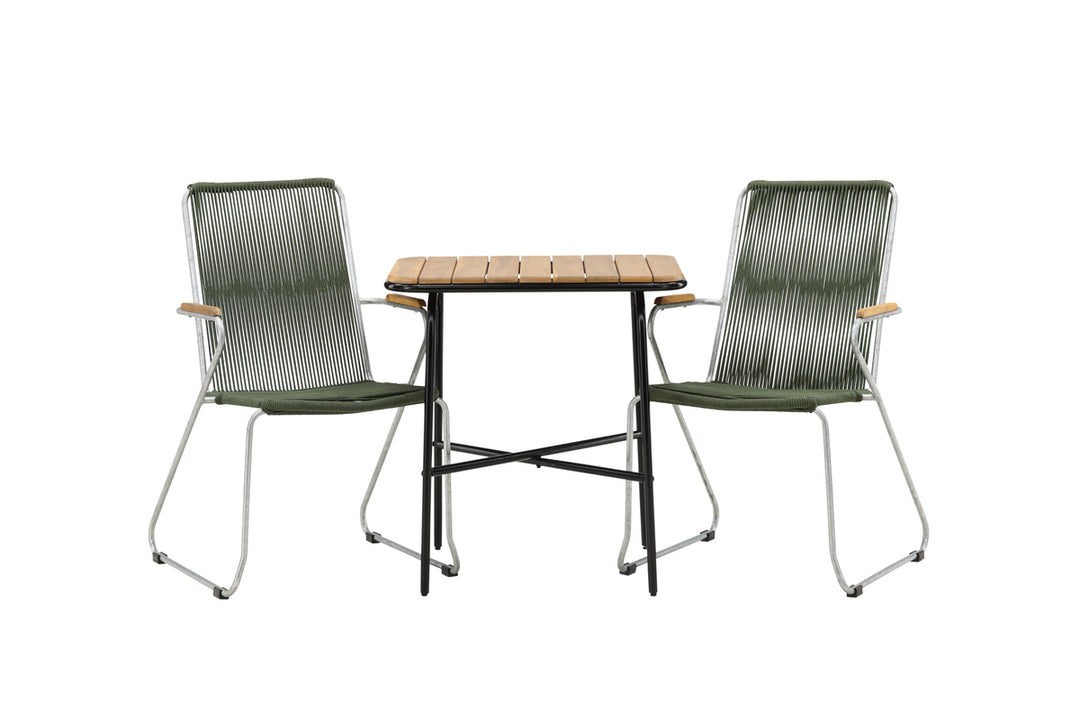 Holmbeck & Bois Cafebord Natur + Matstolar Grön