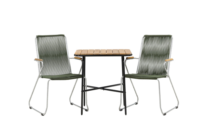 Holmbeck & Bois Cafebord Natur + Matstolar Grön