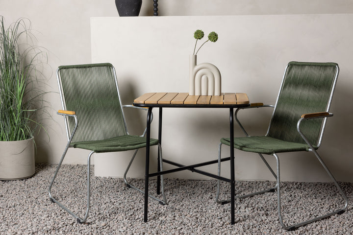 Holmbeck & Bois Cafebord Natur + Matstolar Grön