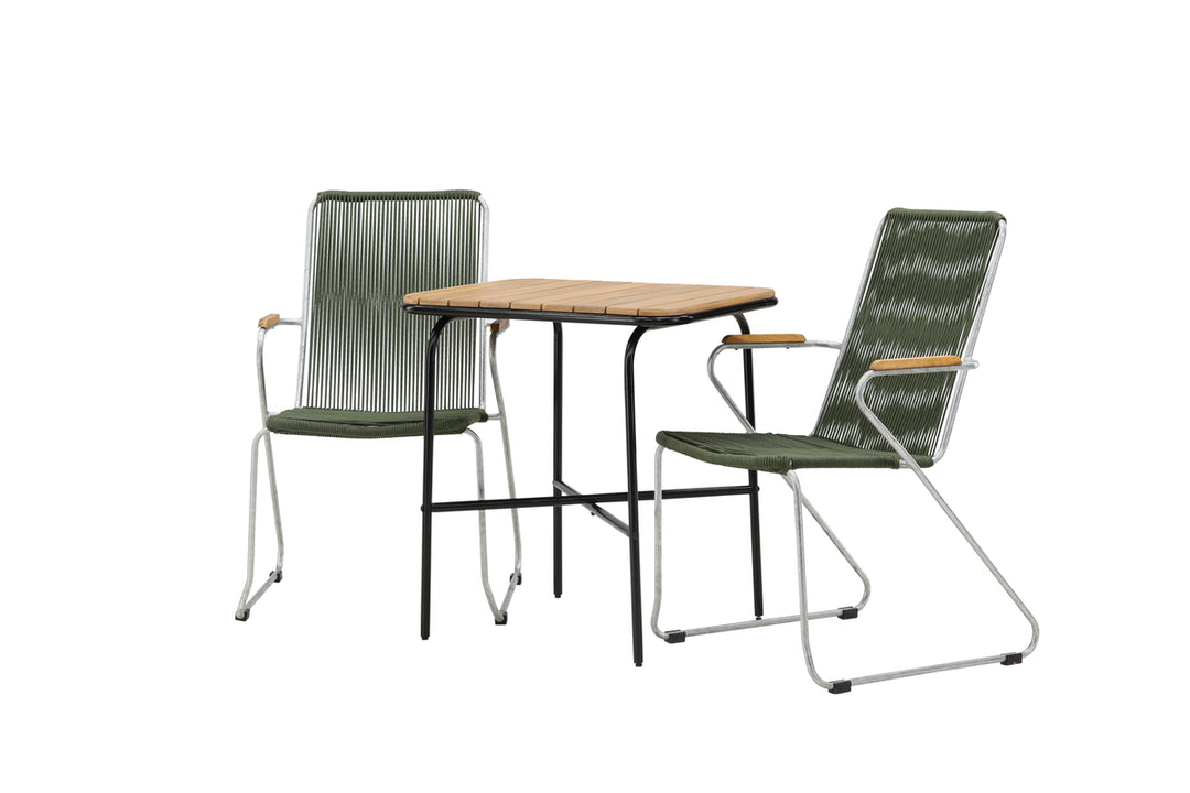 Holmbeck & Bois Cafebord Natur + Matstolar Grön