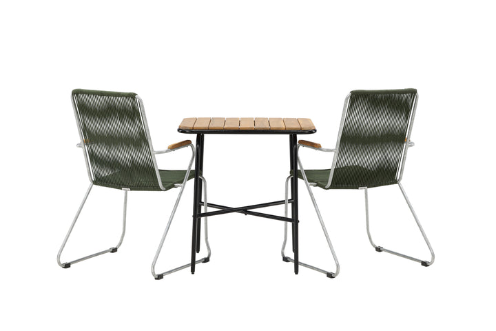 Holmbeck & Bois Cafebord Natur + Matstolar Grön