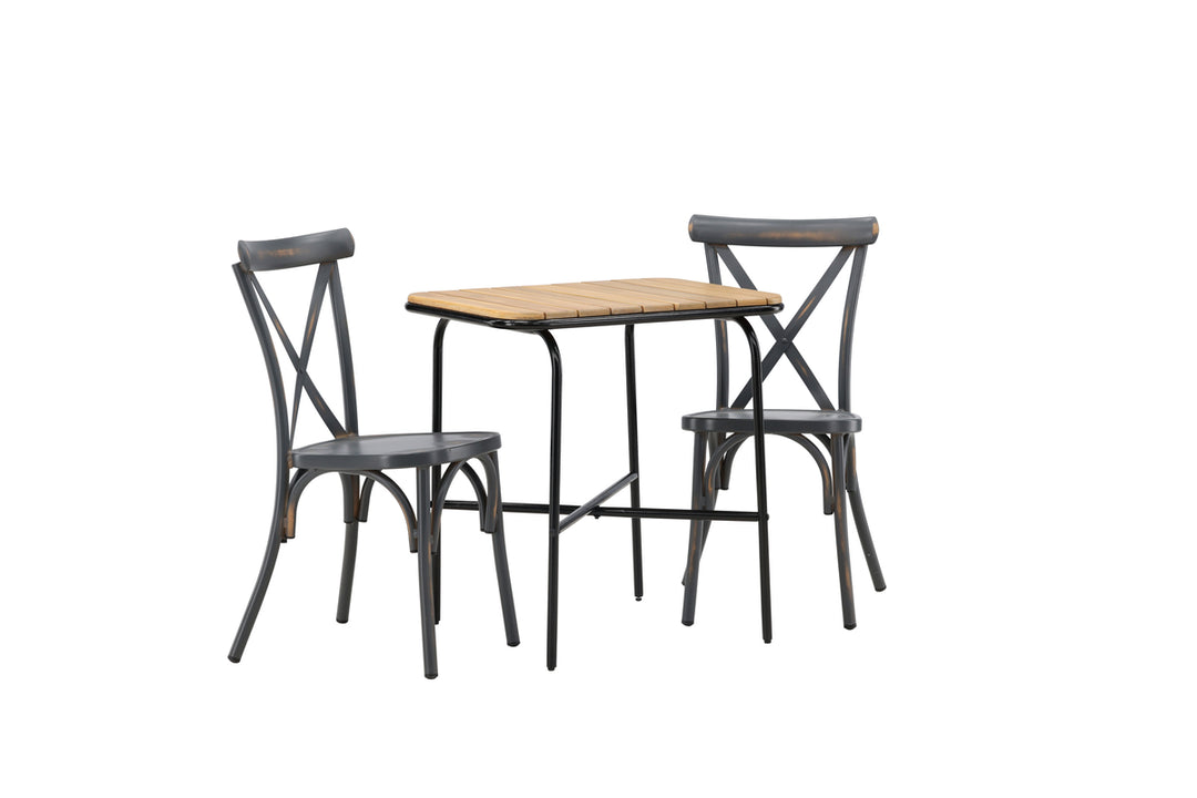 Holmbeck & Tablas Cafebord Natur + Matstolar Mörkgrå
