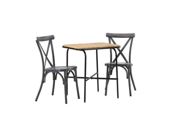 Holmbeck & Tablas Cafebord Natur + Matstolar Mörkgrå