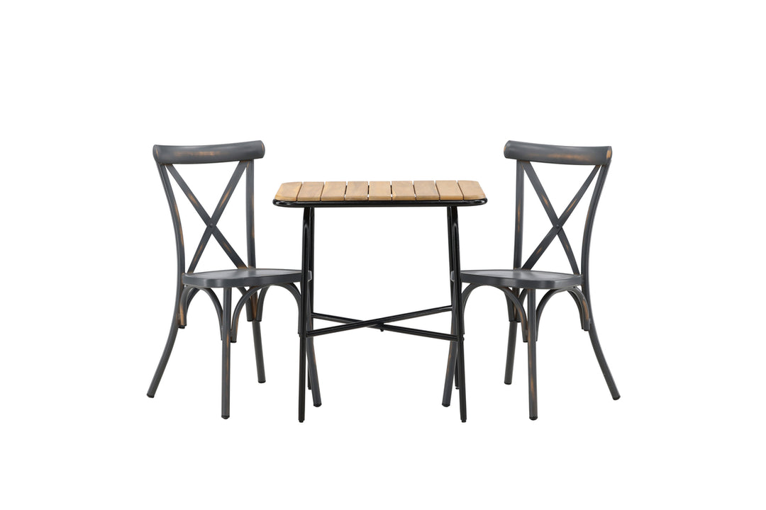 Holmbeck & Tablas Cafebord Natur + Matstolar Mörkgrå