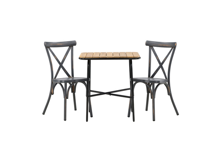 Holmbeck & Tablas Cafebord Natur + Matstolar Mörkgrå