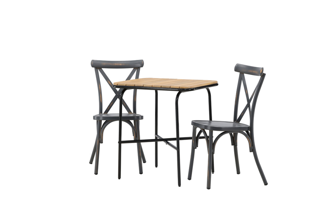 Holmbeck & Tablas Cafebord Natur + Matstolar Mörkgrå