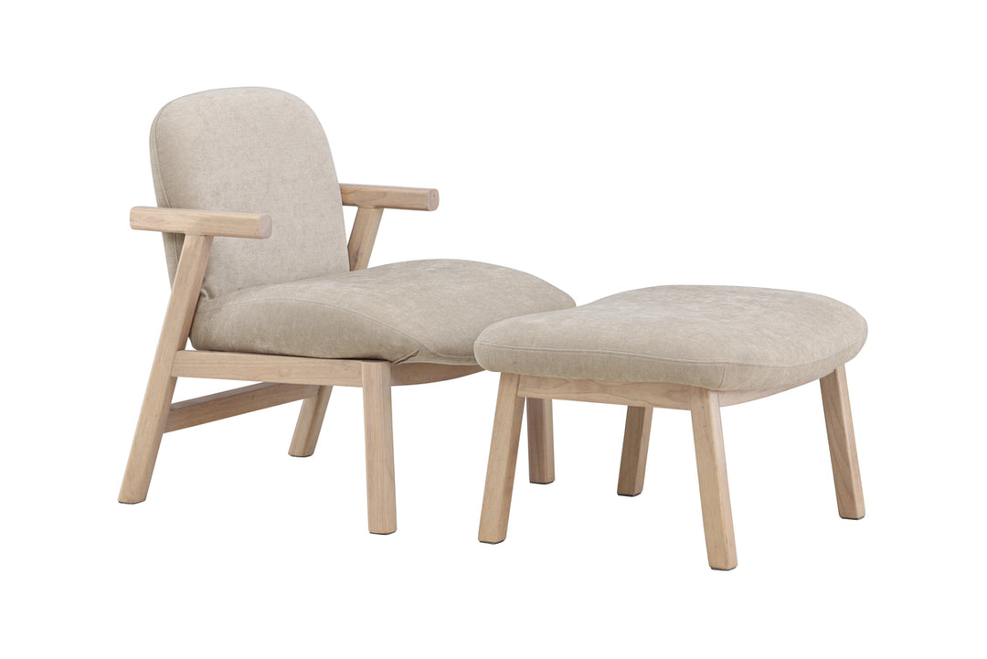 Fåtölj Beige Rile + Ottoman 60x42x60 Beige