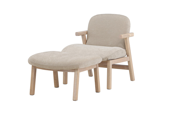 Fåtölj Beige Rile + Ottoman 60x42x60 Beige