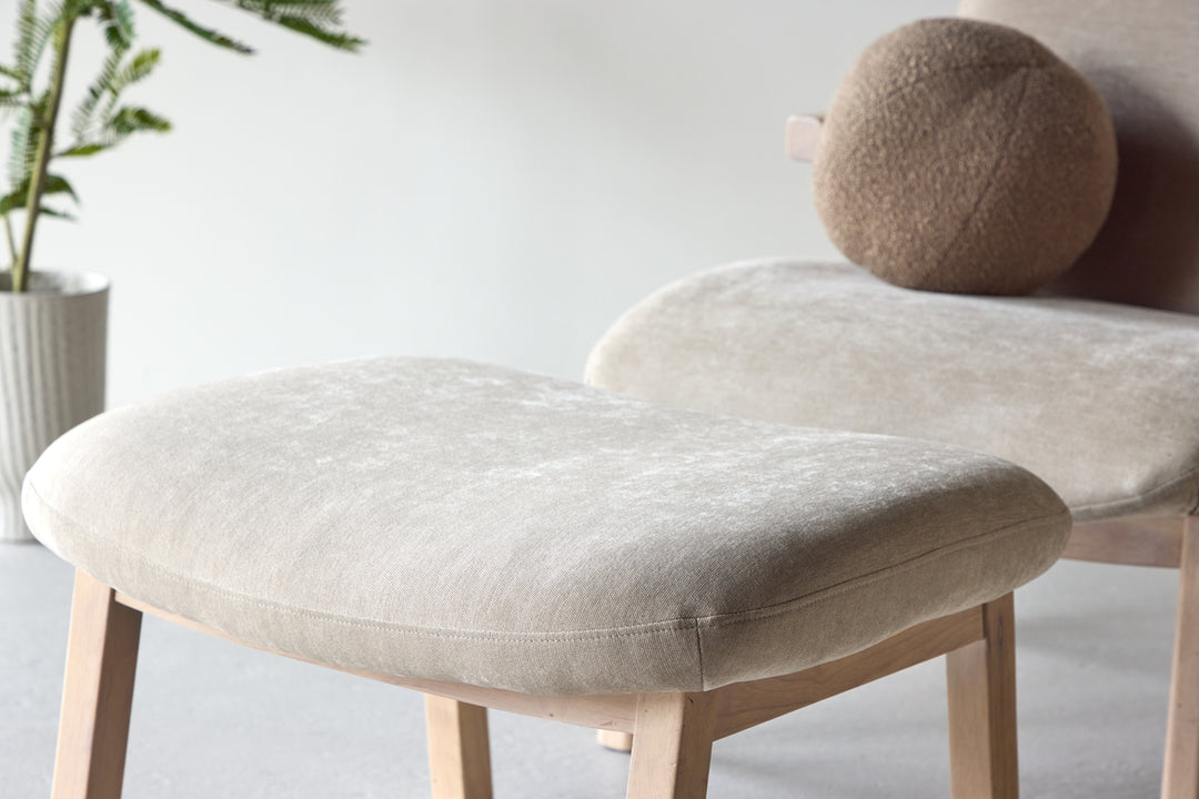 Fåtölj Beige Rile + Ottoman 60x42x60 Beige